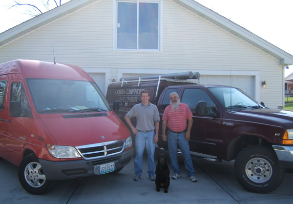 Mike and Josh Brockmann with their trucks